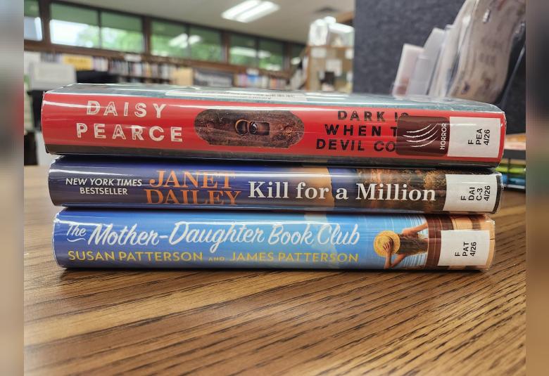 Stack of new books out at Kothe Memorial Public Library